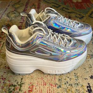 Fila Disruptor 2 Wedge Platform Silver Iridescent